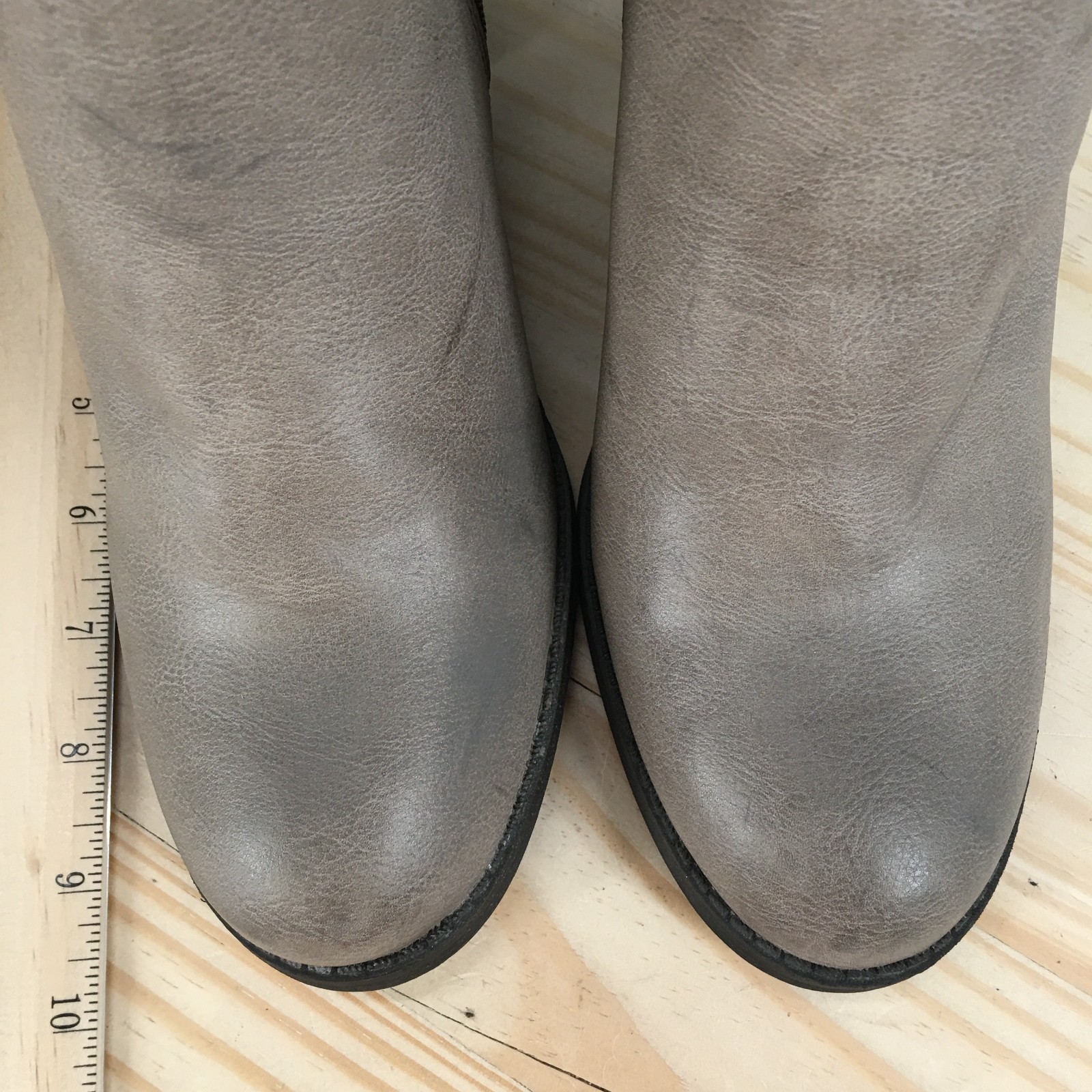 Mia Luce Boots Womens 10 M Ankle Bootie Side Zip Cone Heels Faux Leather Gray