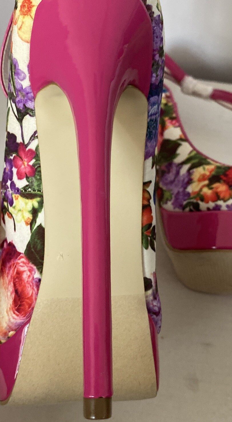 Madison By Shoe Dazzle Women’s SZ 7 Pink Floral Patent Leather Stiletto Heel