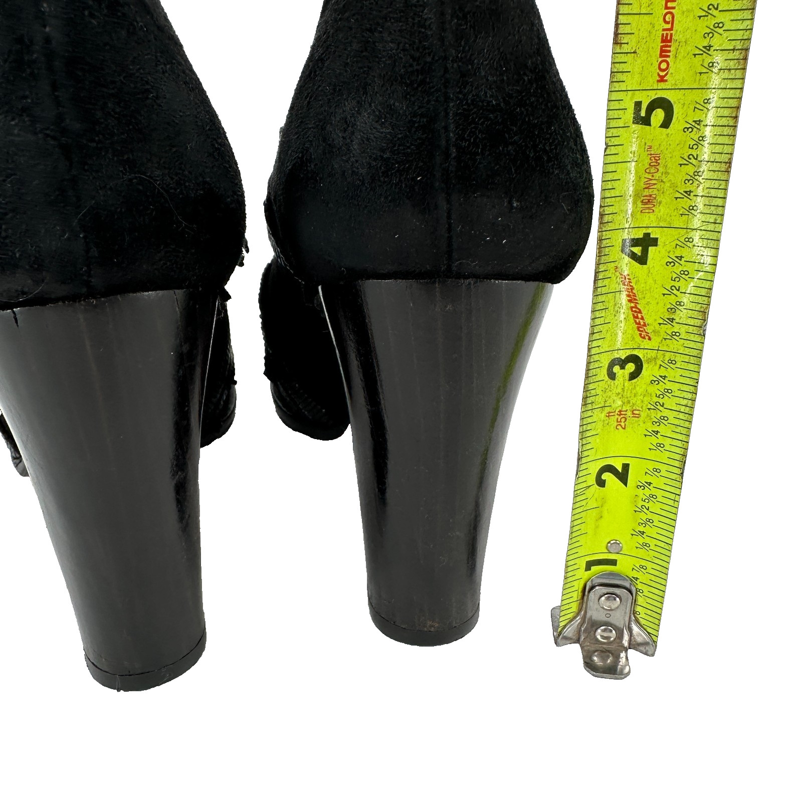 Chie Mihara Black Suede Ankle Peep Toe Booties EU 37 US 6.5 Fringe 3.5in Heel