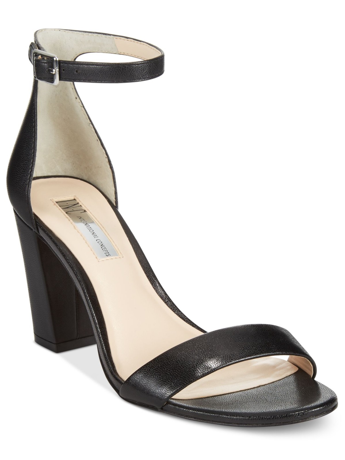 INC Womens Black Padded Adjustable Kivah Round Toe Block Heel Sandals 9.5 M
