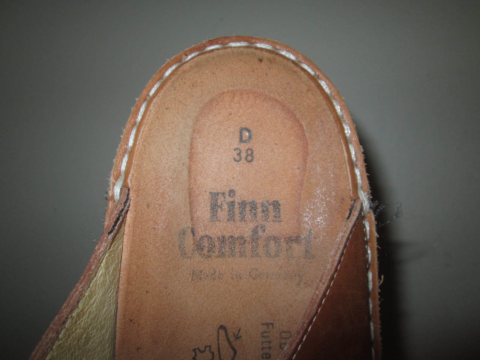 Women’s FINN COMFORT Sansibar Tan Leather 2 Strap Slides Comfort Sandals ~ 38