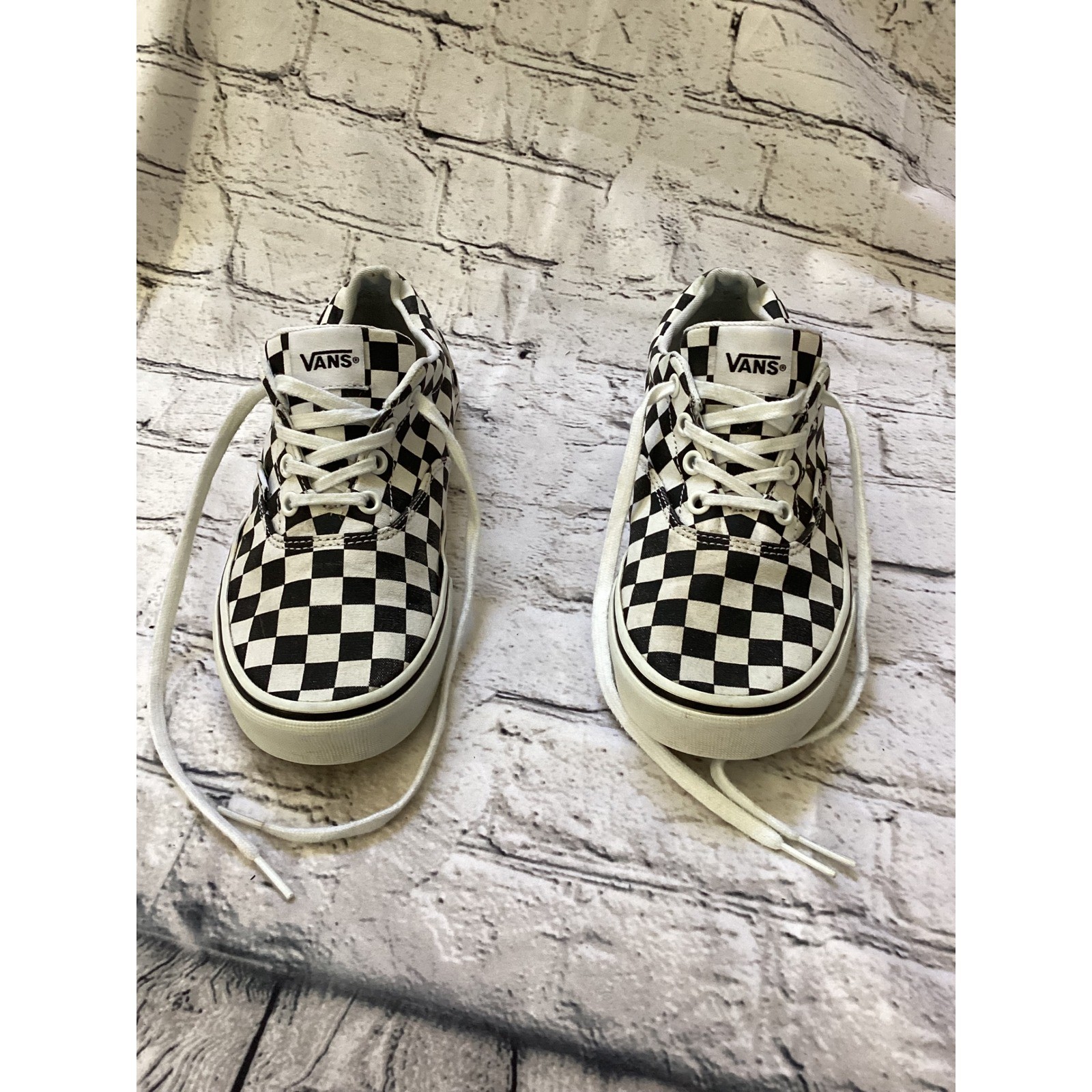 Vans Doheny Checkerboard Sneakers Womens 7 Black White Low Top Skate Shoes