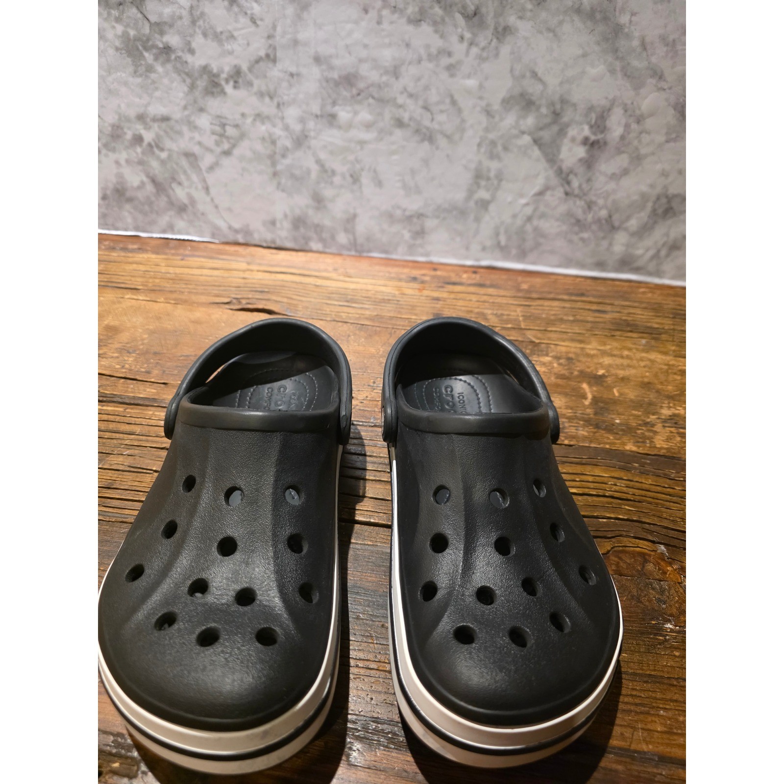 Crocs Bayaband Clogs Black White Sporty Comfort Slip On Shoes Mens 5 Womens 7