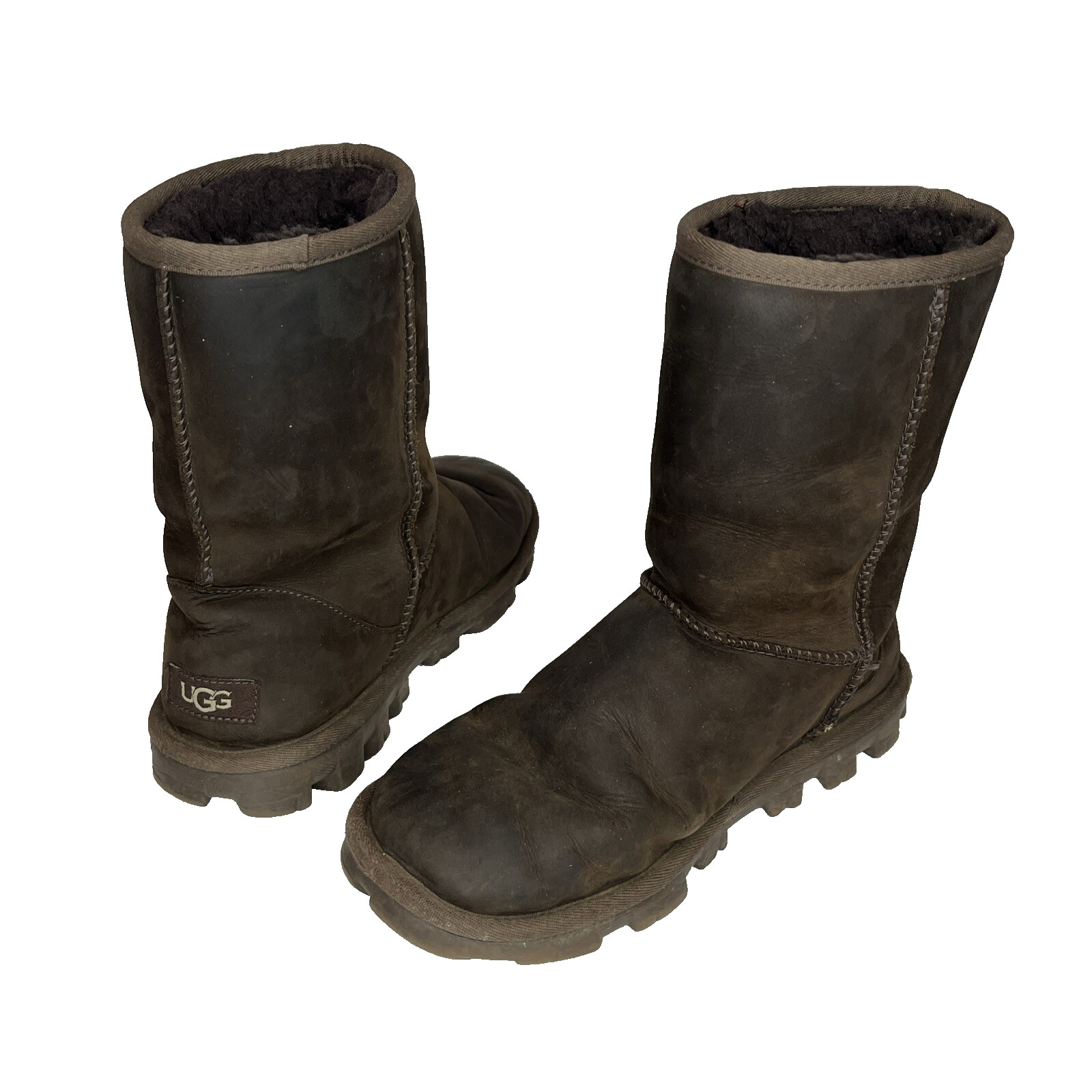 UGG 1111513 ESSENTIAL DARK BROWN SHEARLING LEATHER WOMENS USA 8 BOOTS