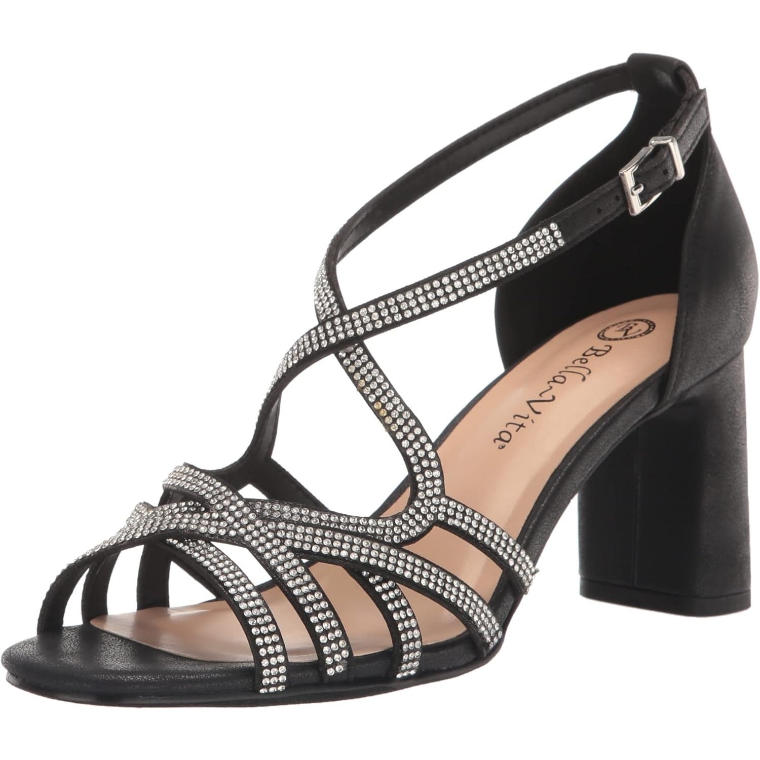 Bella Vita Women Aliette Strappy Evening Sandals Size US 5.5M Black Metallic