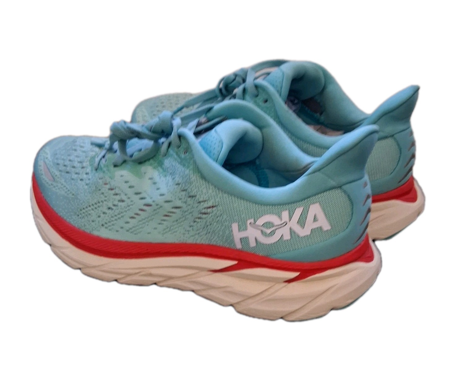 Hoka One One Clifton 8 Blue Red Women’s Size 7.5 B Running Shoes