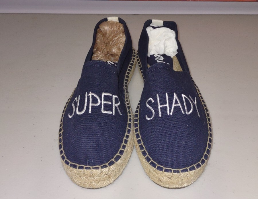 Aerie Navy Canvas Espadrilles Slip-On Flats Super Shady 100% Cotton Size 8 NWOT