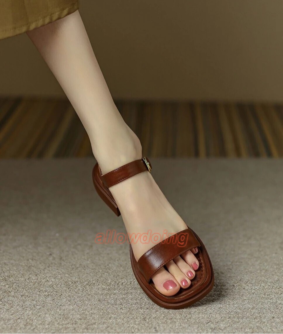 Summer Women’s Sandal Low Heels Basic Concise Office Casual Outdoor Shoes Ladies