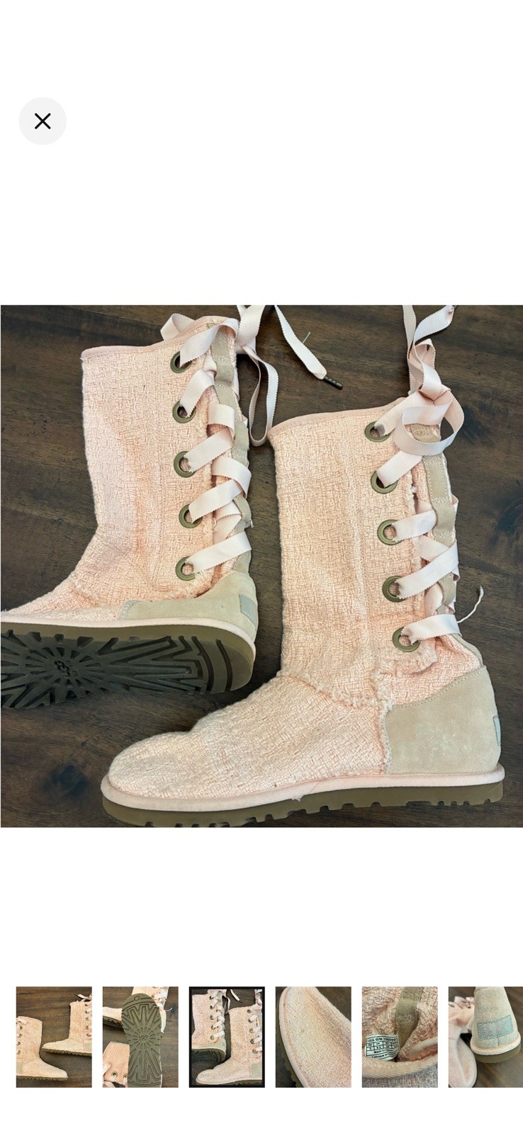 UGG Heirloom Lace Up Boots 1000693 Winter Spring Women’s Size 8 pink