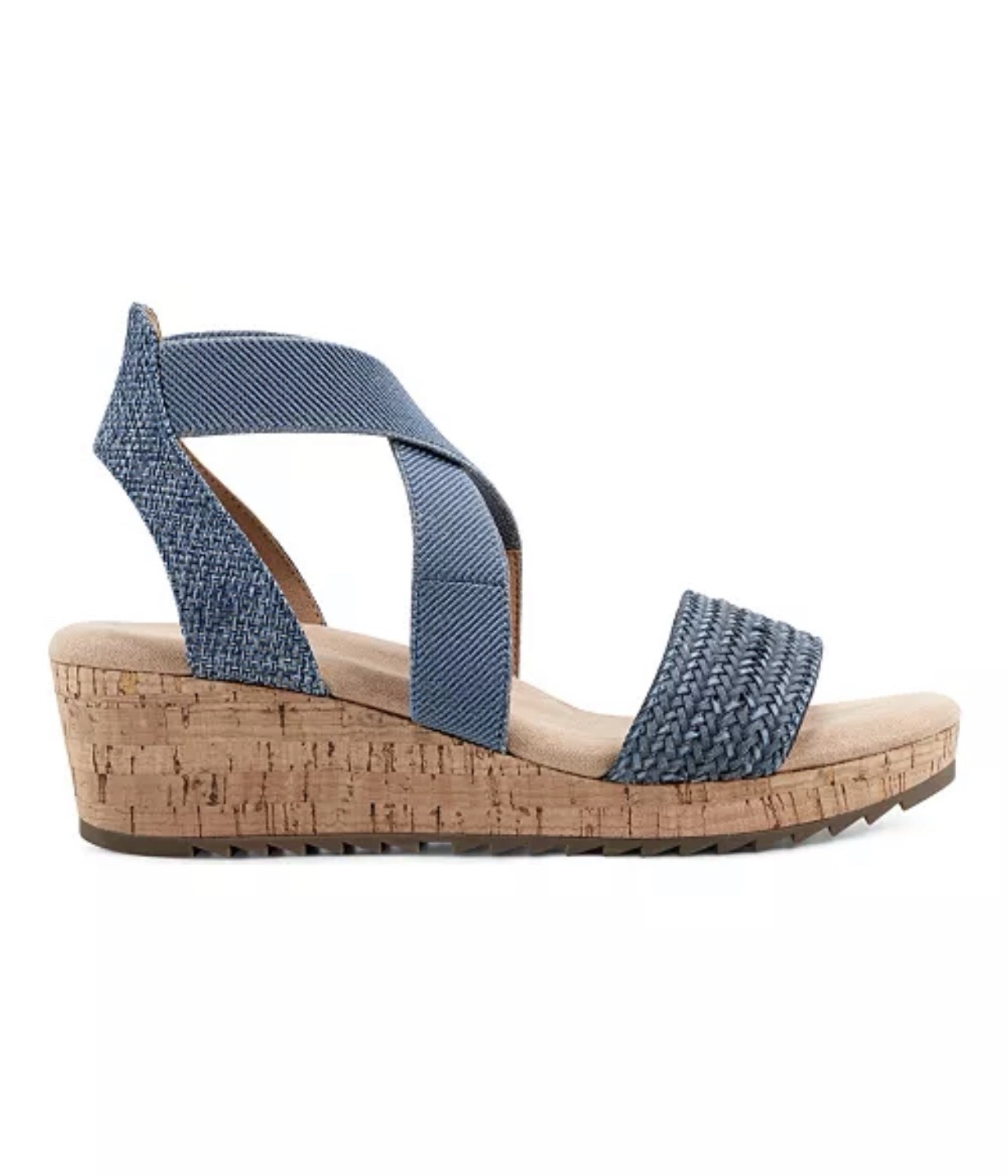Easy Spirit Women’s Lorena Woven Strappy Wedge Sandals Medium Blue 420 Size 5.5