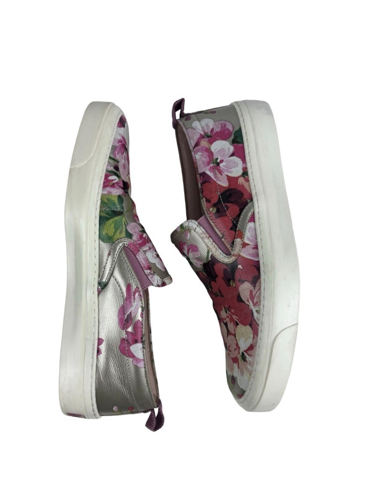 Gucci Floral Print Slip-On Flats Pink Leather Women’s Shoes size 36 US 6.5