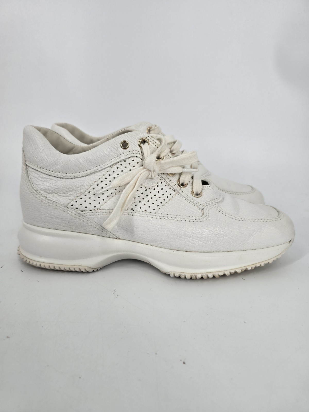 Hogan Interactive Women’s H Bucata White Leather Sneakers Size 36 with Box