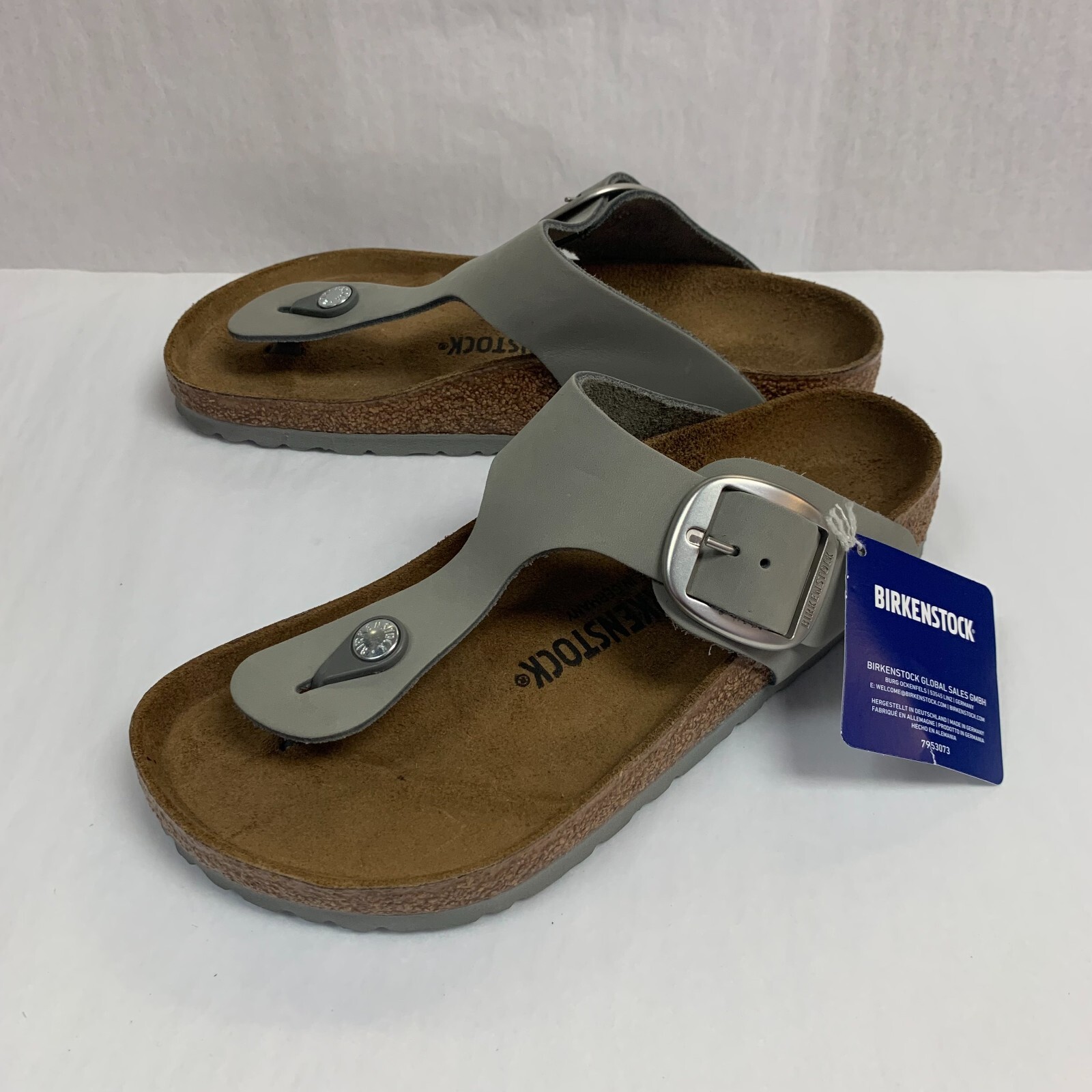 Birkenstock New w/ Box Gizeh Big Buckle Dove Gray Nubuck Leather Reg Select Size