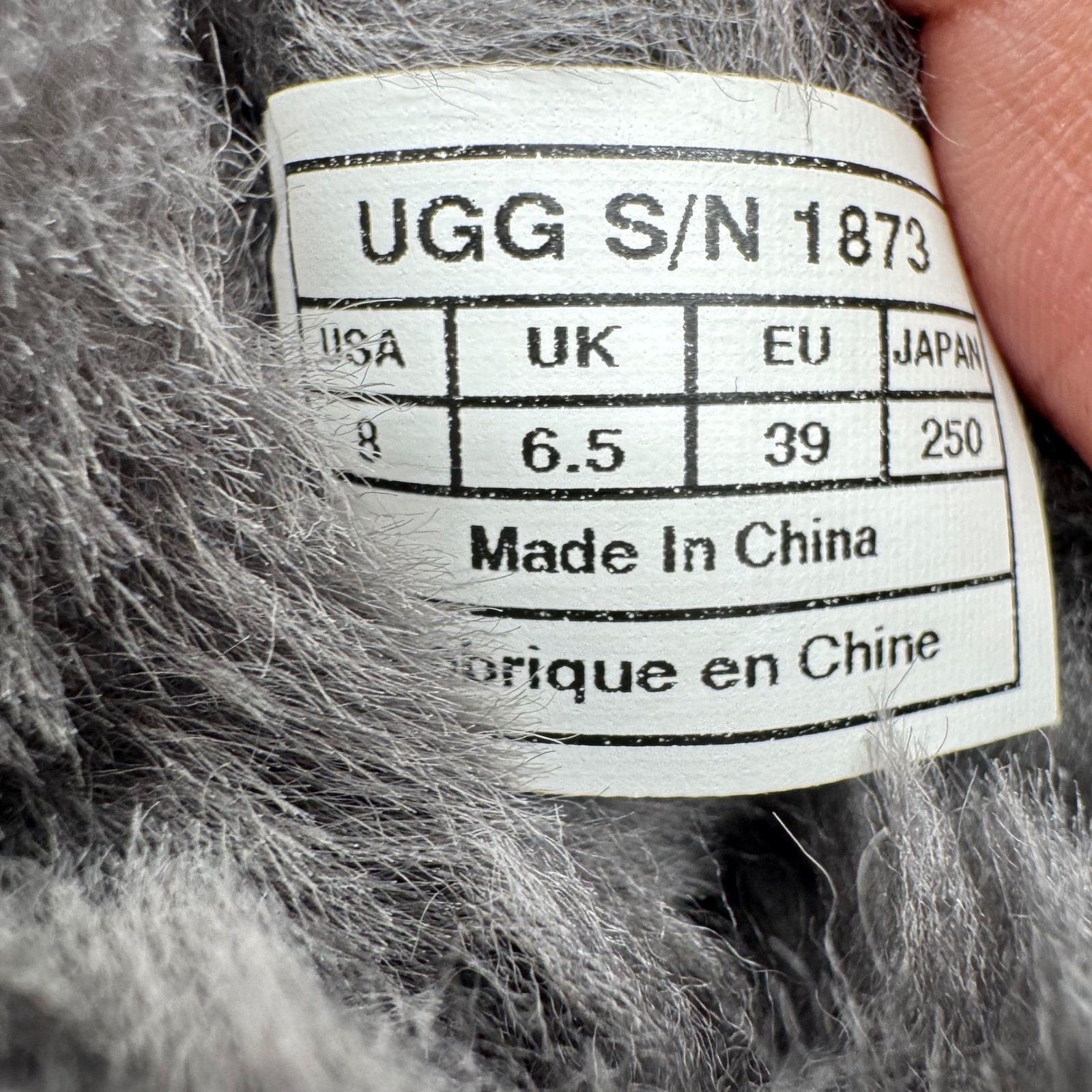 UGG Australia Bailey Button Triplet Grey Sheepskin Suede Tall Boots 1873 Size 8
