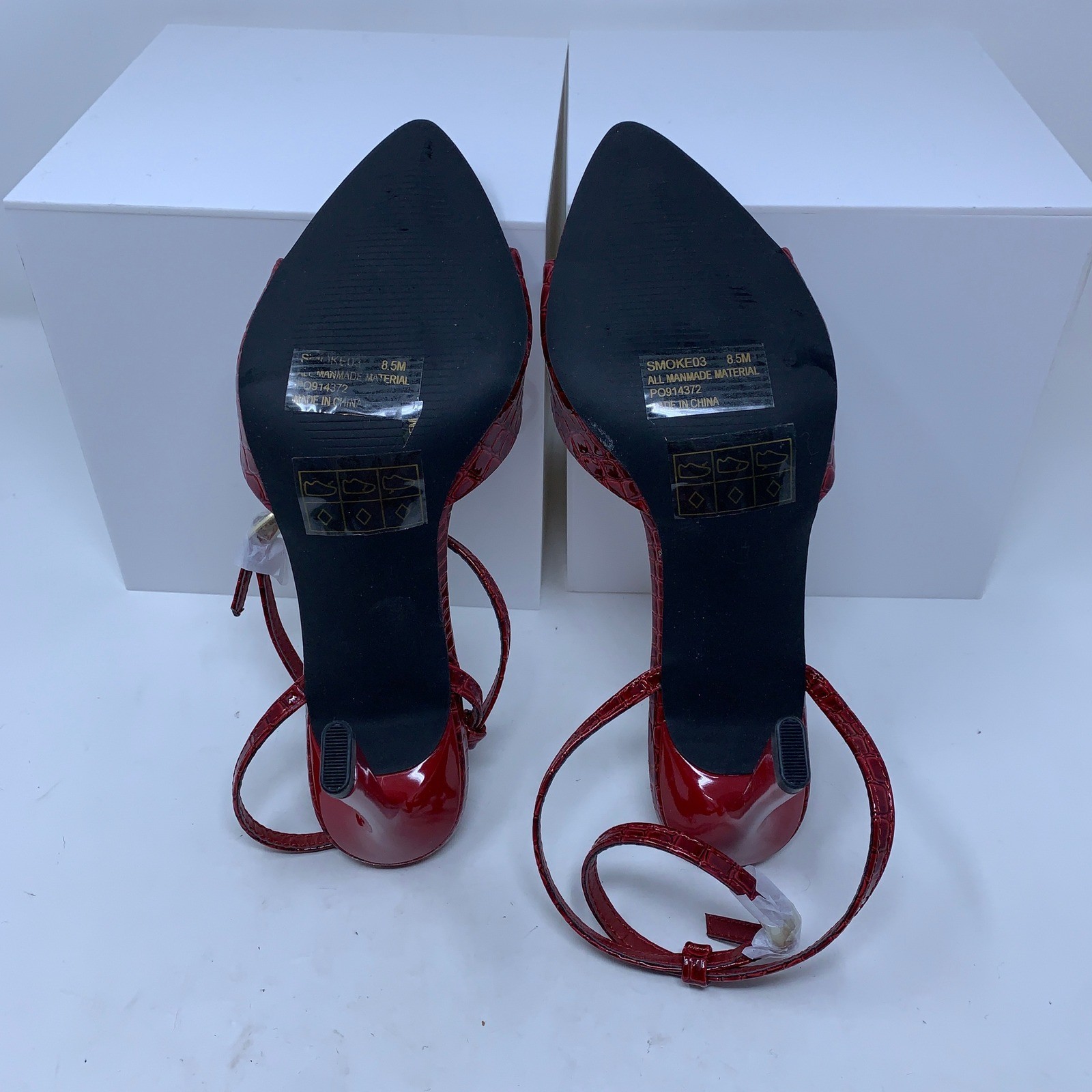 Fashion Nova Womens 8.5 Burgundy Croc Embossed Smoke03 Pointed Toe Stiletto Heel