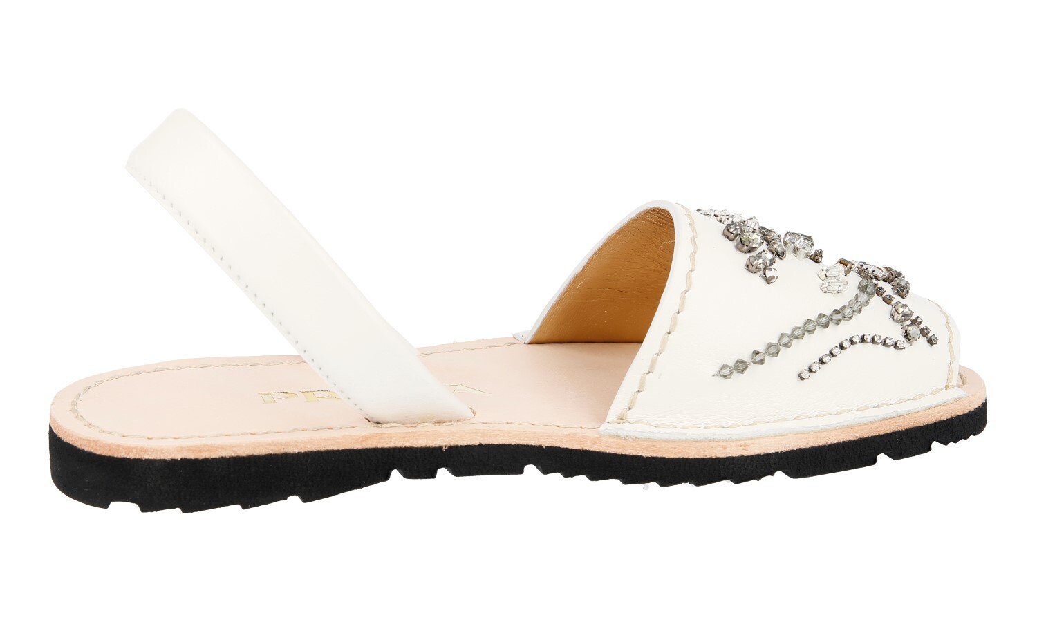 PRADA Leather Crystal Embroided Slides Mules Sandals 1X180G – US 6.5 EU 36,5