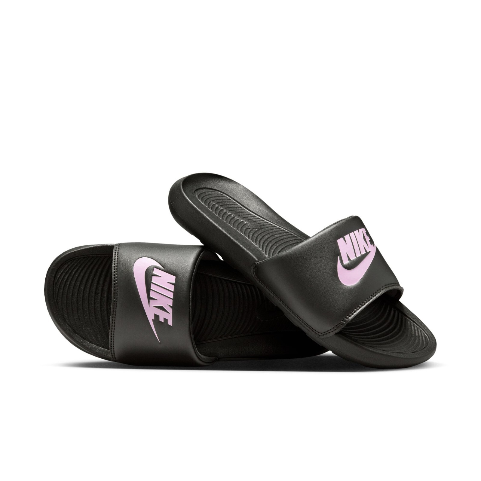 Nike VICTORI ONE Women’s Black Pink Logo CN9677-002 Basic Active Slides