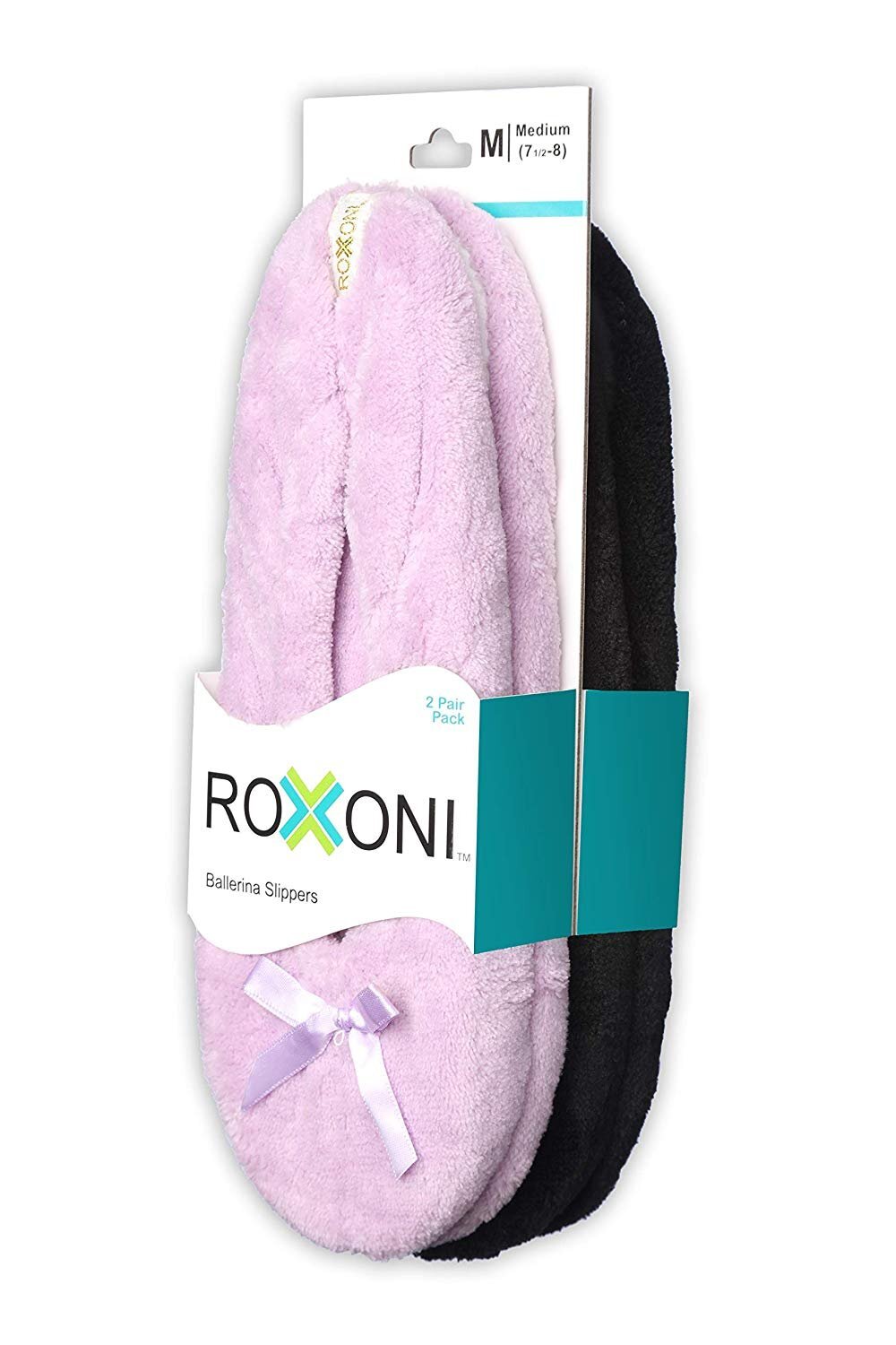 Roxoni Women’s Terry Classic Cotton Ballerina Slippers (Pack of 2)