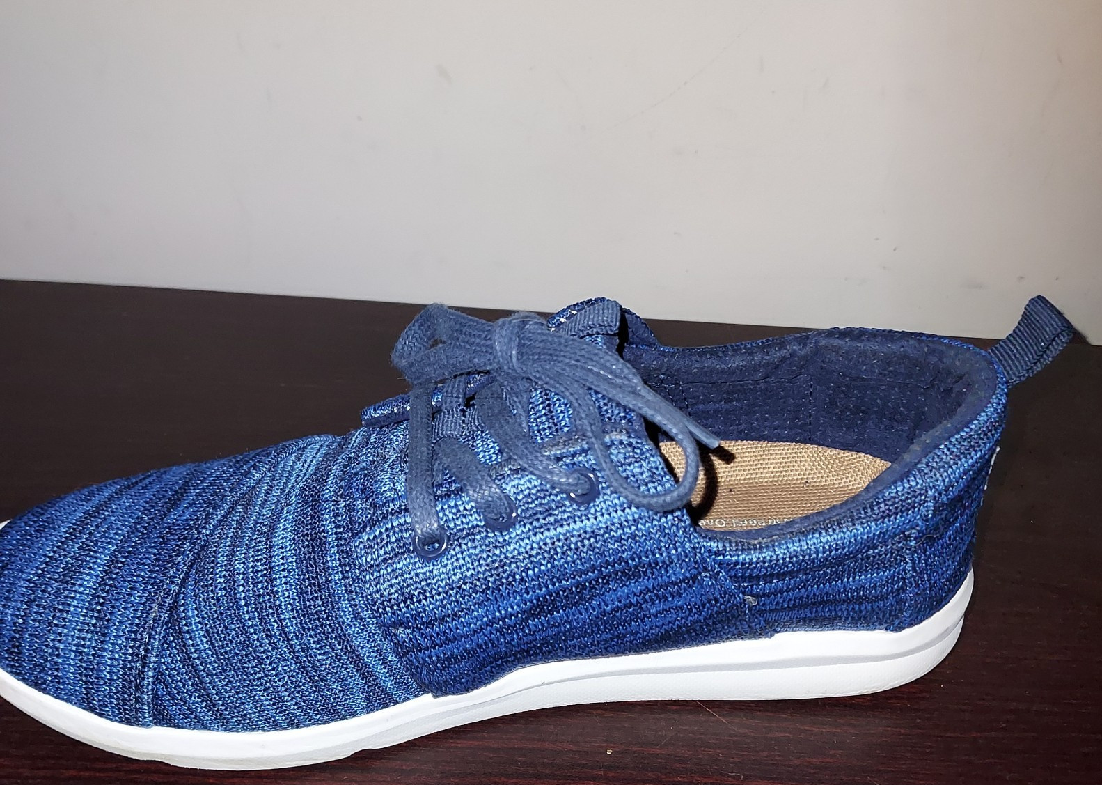 TOMS Women’s Sneakers 7.5M Lace Up Canvas Del Rey Comfort Walking Shoes Blue