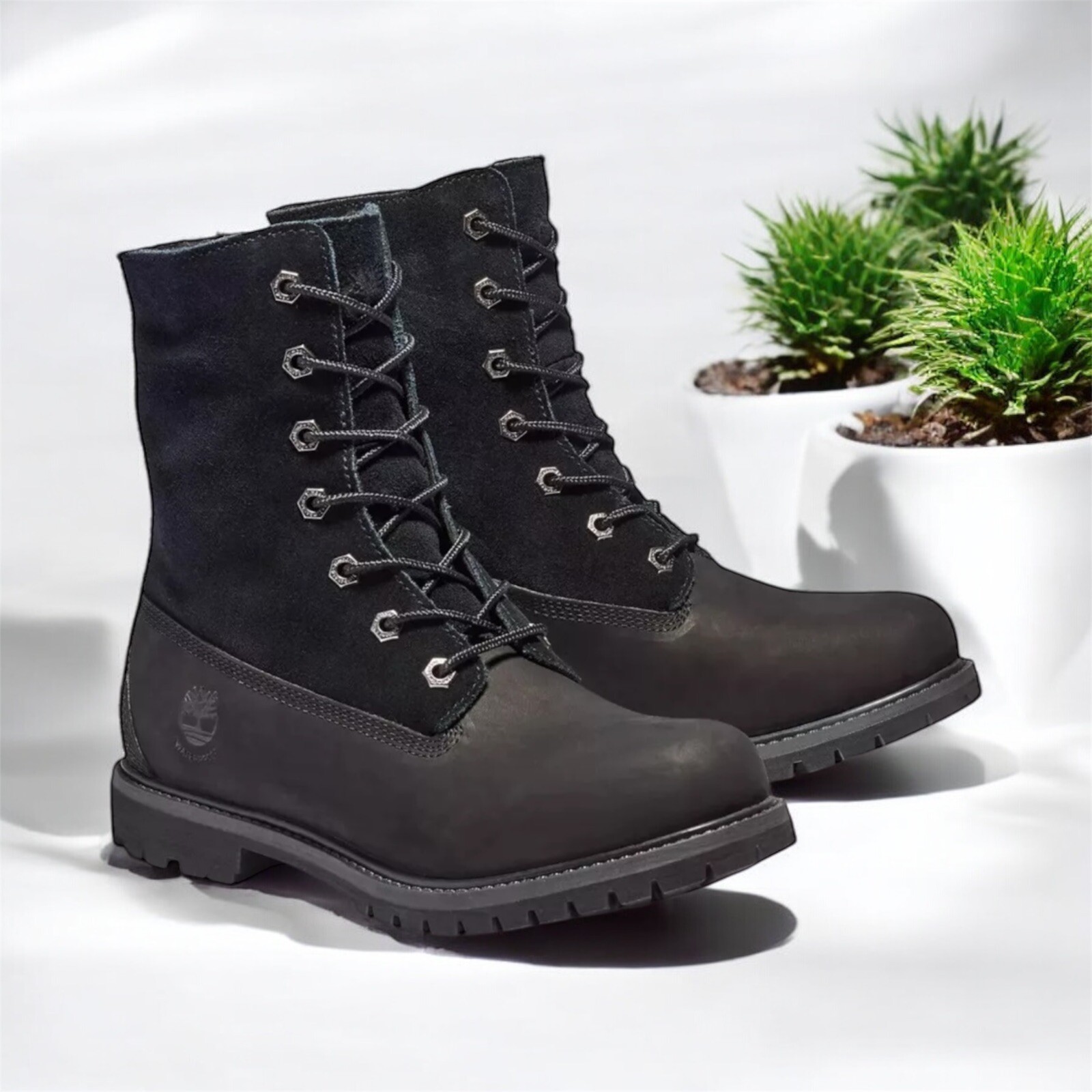 Timberland Waterproof Roll Fold-Down Teddy Fleece Black 8149A Women Size 8 NEW