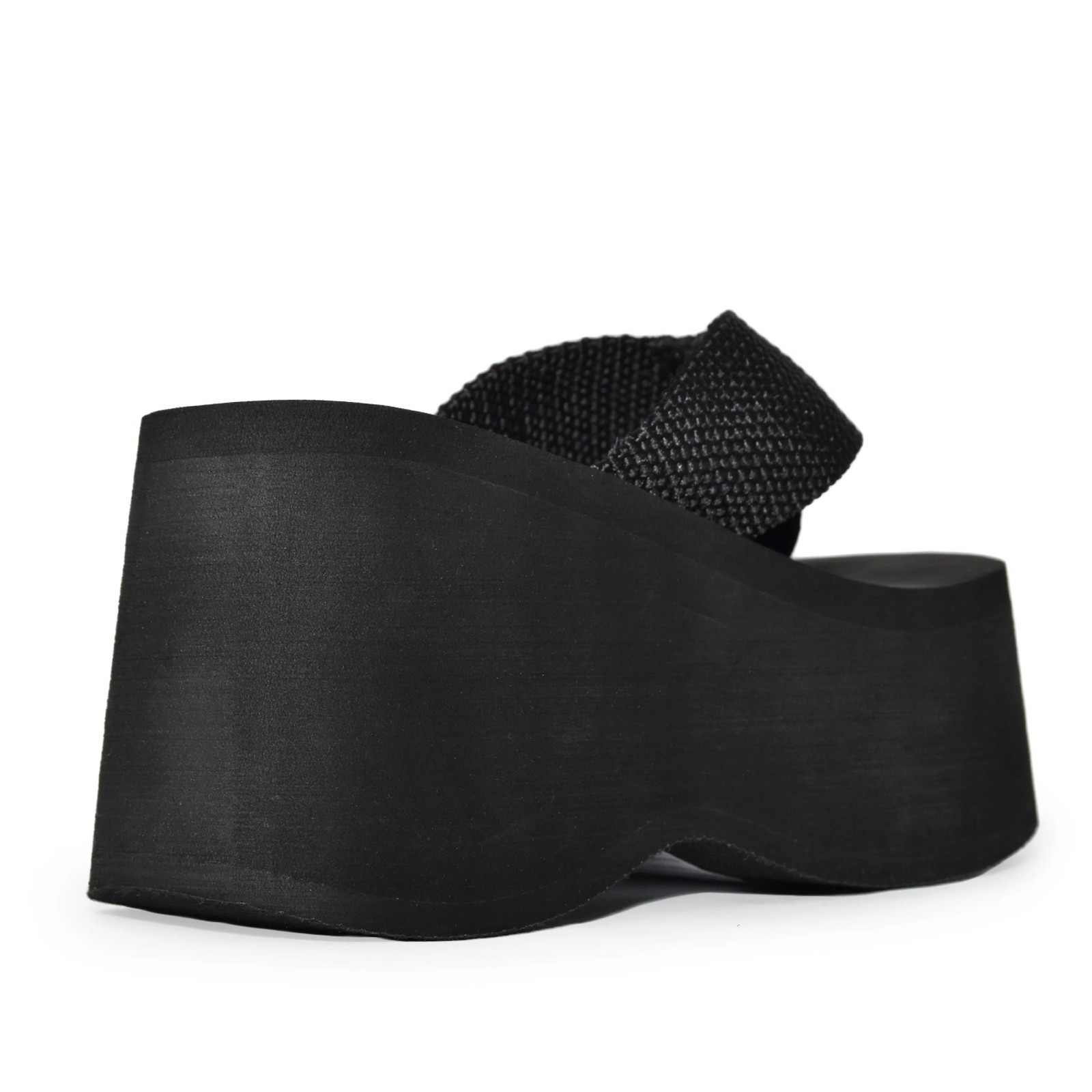 New Black Thong Open Toe Wedge Flip Flop Slide Sandals Chunky Platform High Heel