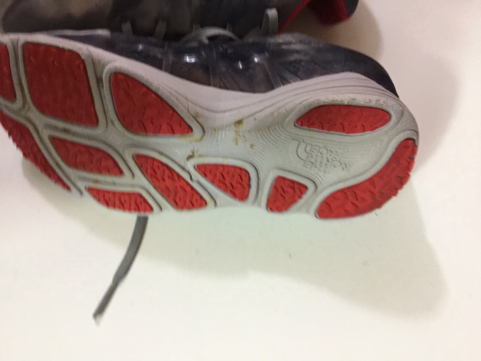 womens the north face sneakers size 5 flight rkt gray, white, red euc as picture