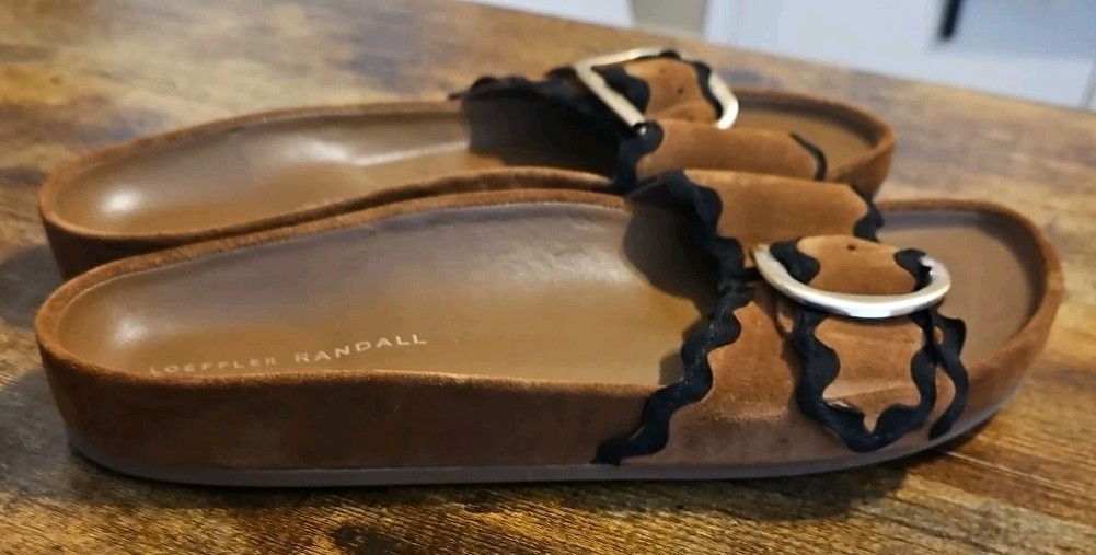 Loeffler Randall Iris Slide, Cacao/Black, Women’s Size 10