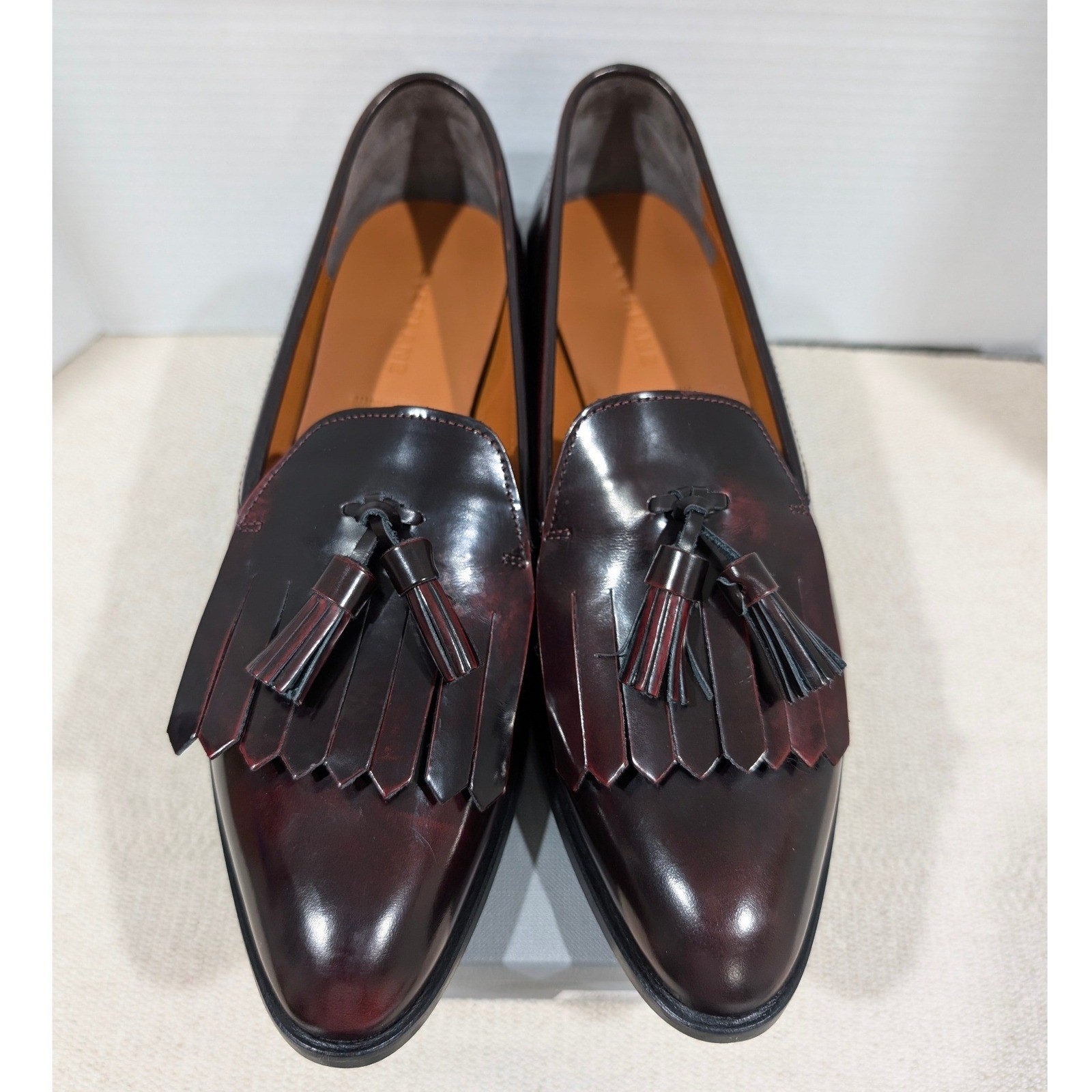 Everlane Modern Kiltie Tassel Loafers Womens Burgundy Leather Made in Italy 9.5