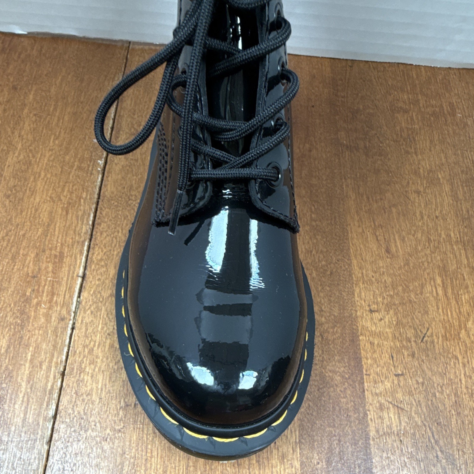 Dr. Martens 1460W Women’s Black Patent Leather Lace-Up Combat Ankle Boot 8
