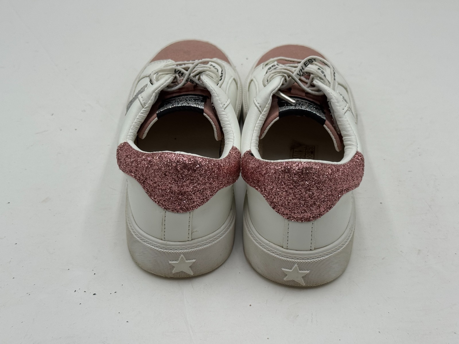 Vintage Havana Main Womens Sneakers 7 White Blush Glitter Lace Up Comfort Shoes