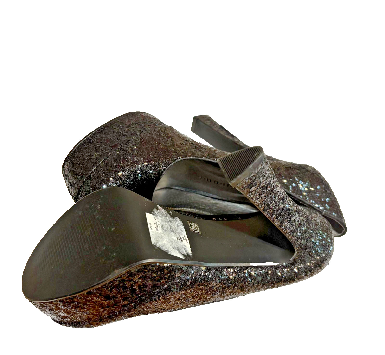 Chinese Laundry Black Glitter Stiletto Platform Heels that are 5»-Size 7M».