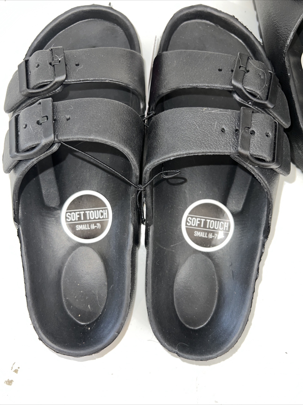 Bobbie Brooks Black Ladies Slip On Sandal Double Strap Choose Size 6-7 8-9 10-11
