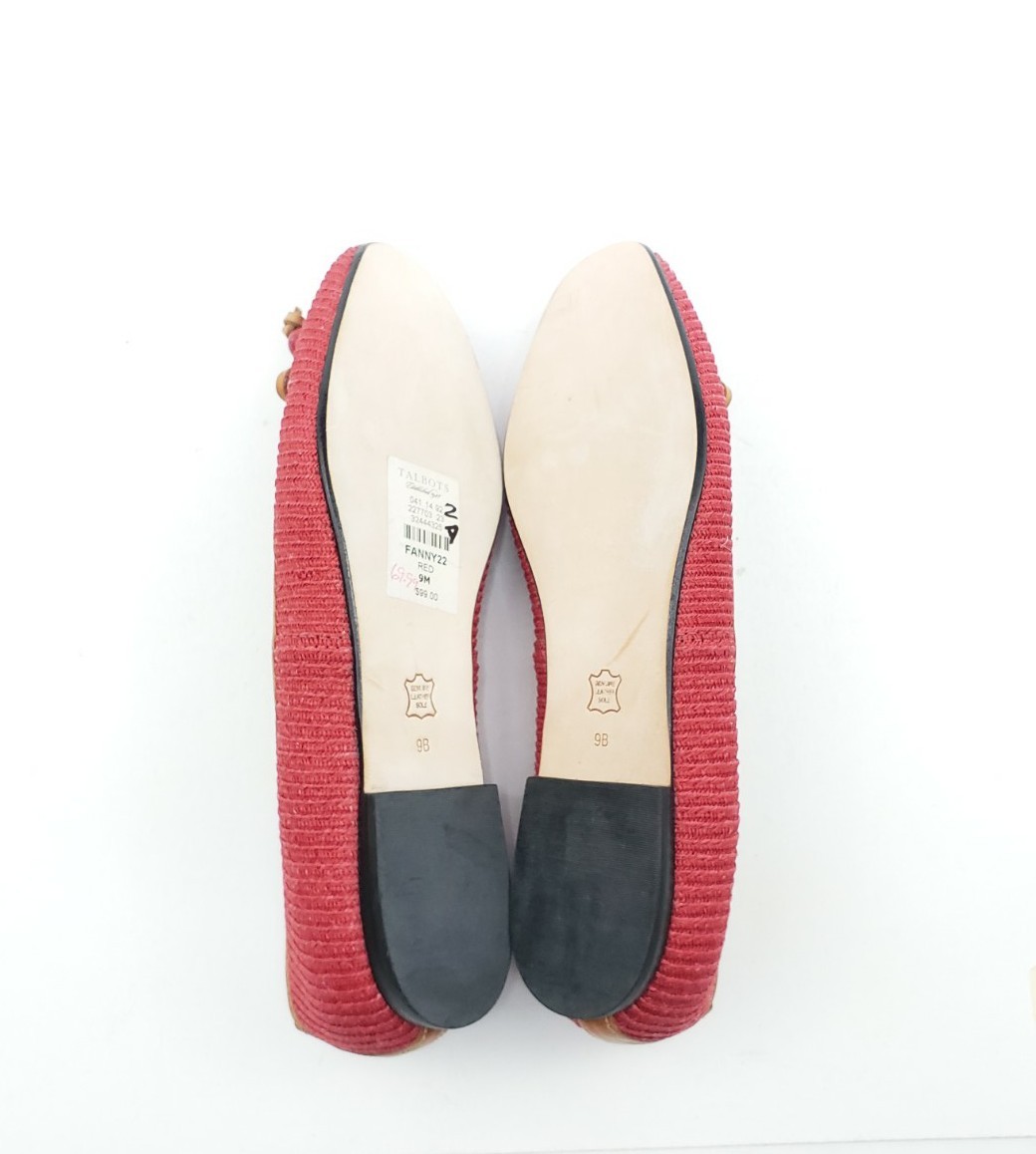 Talbots Fanny 22 Womens Ballet Flats Red Textile Leather Trim Size 9M