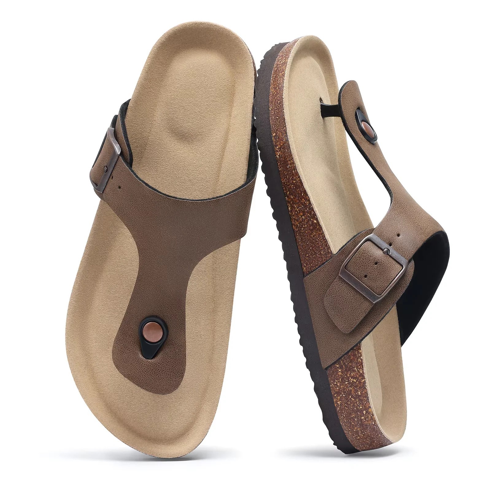 Women’s Suede Clogs with Adjustable Strap Adult Fashion Cork Footbed Leather Mul
