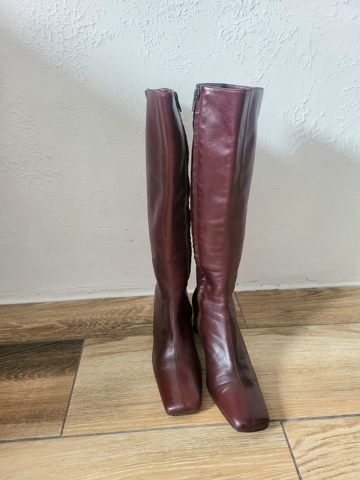 Ledies Boots Knee High Genuine Leather Shoes UK5.5 US7.5 EU38.5 Burgundy Italy