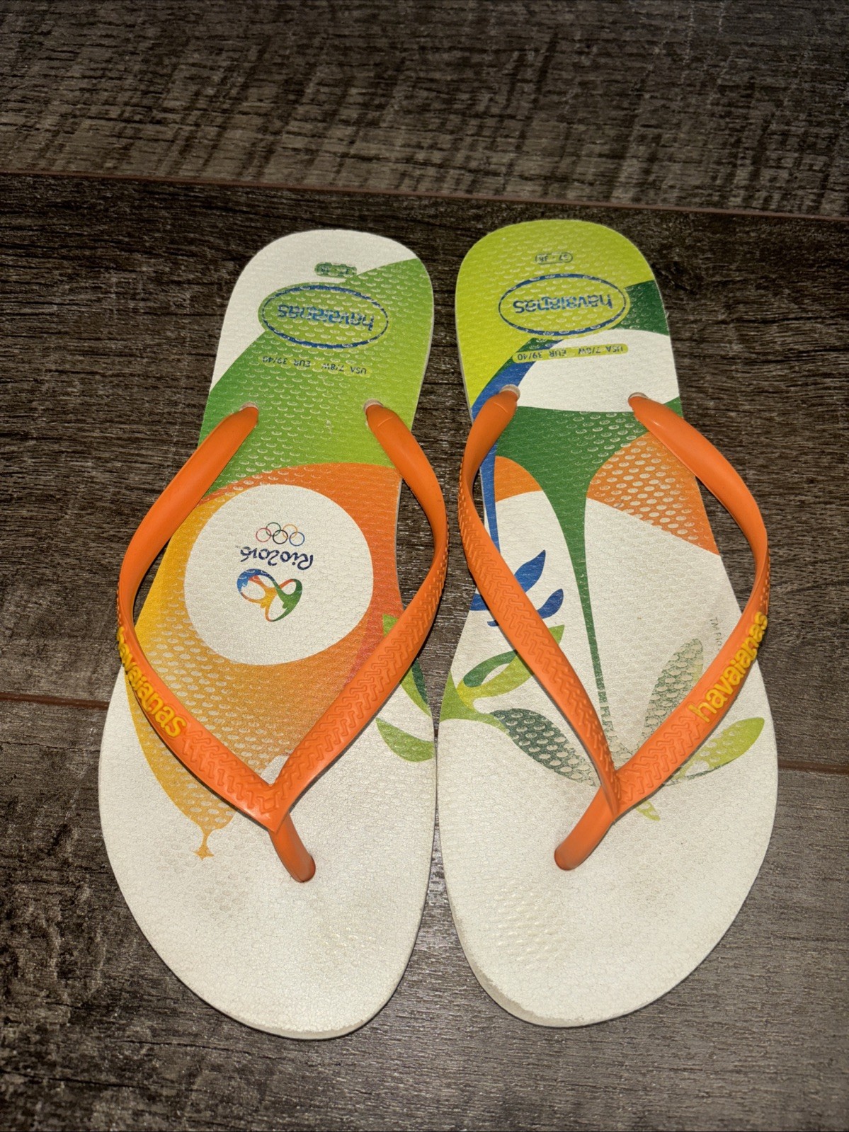 HAVAIANAS Rio 2016 Women’s 37/38 Olympics Flip Flops Slim Thongs collectible
