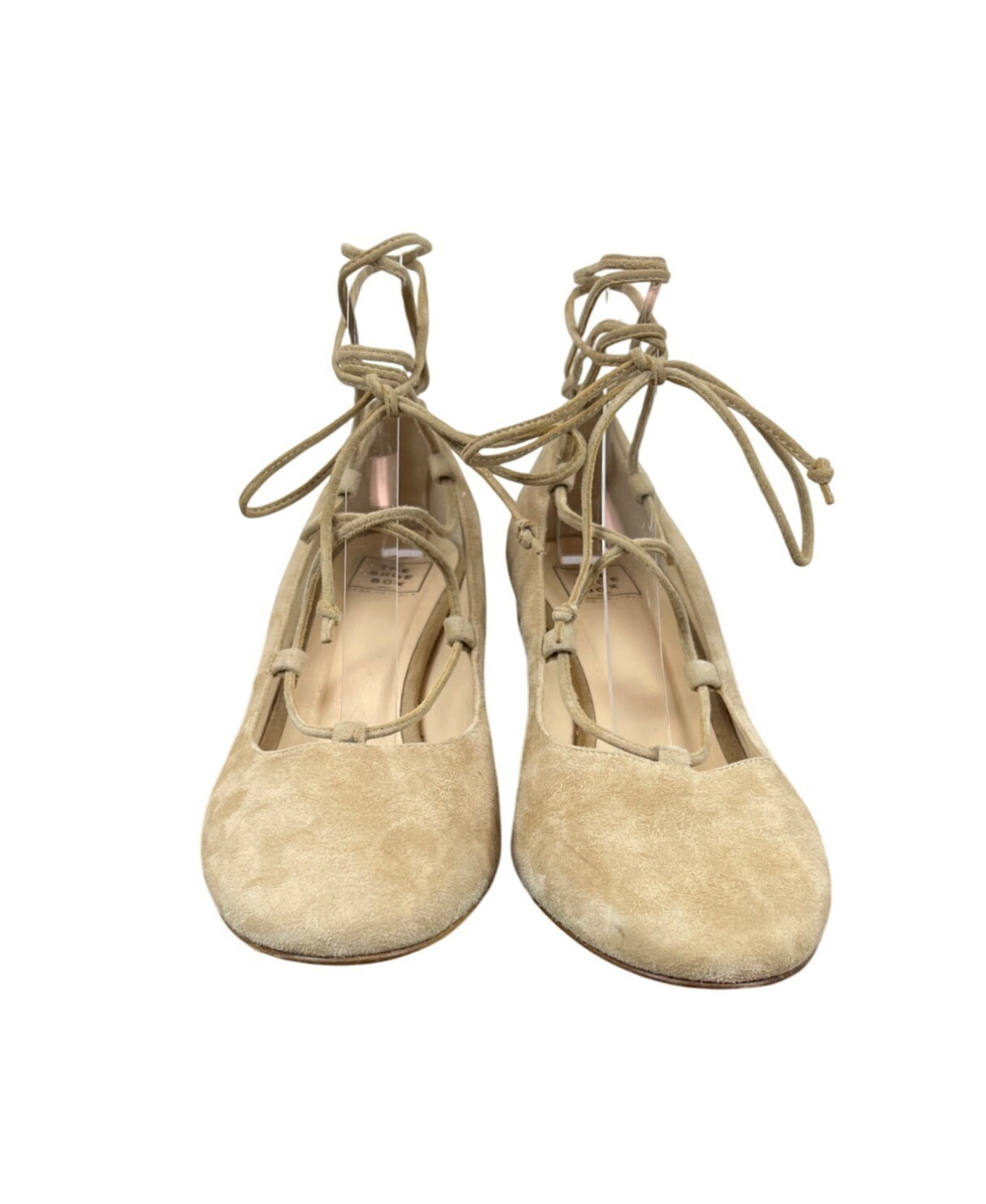 The Shoe Box Womens Suede Lace-Up Block Heel Pumps Size 37 Beige