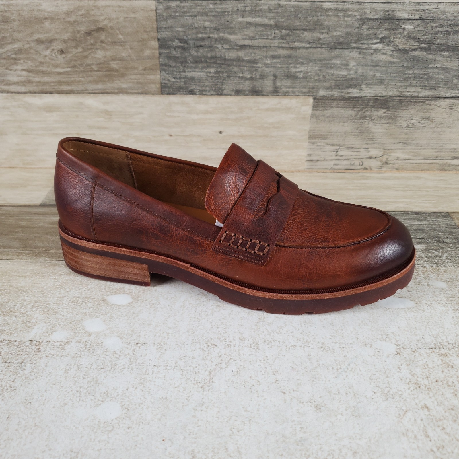 Kork Ease Carlisle Womens Penny Loafers Shoes Sz 7.5 M Brown Leather Slip On