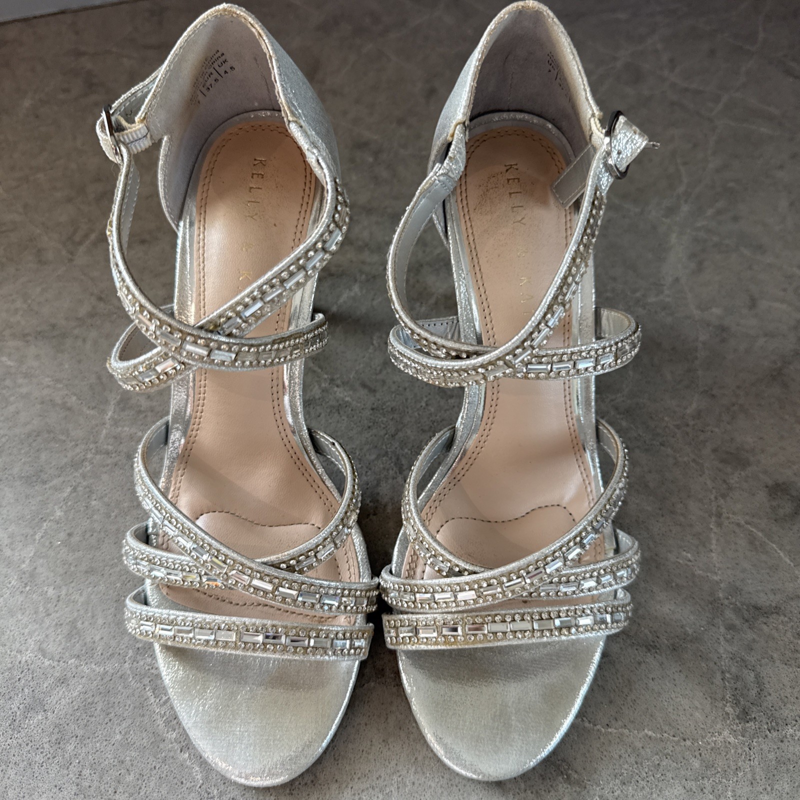KELLY & KATIE Women’s REEKIE Silver/Rhinestone SANDALS / HEELS – Size: 7