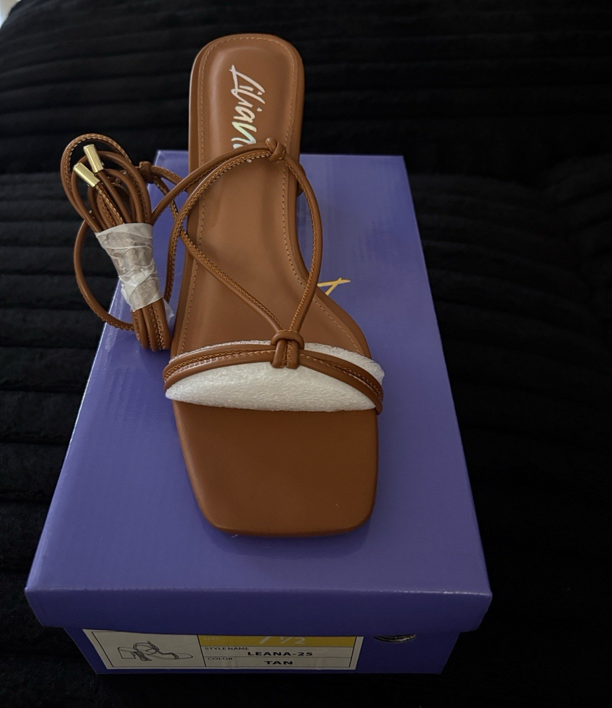 Liana Women’s Brown/White Strappy Slip-On Slide Sandals Bow Faux Leather 7.5