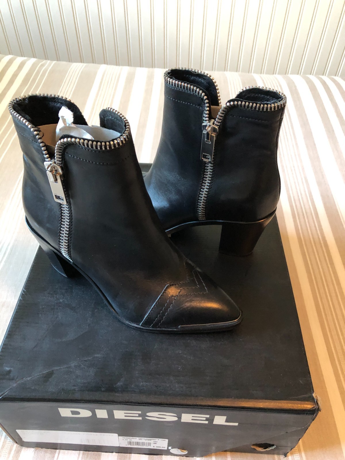 Diesel 2 Pair Womens zip boots & open toe heeled studded leather eu36 NICE 6