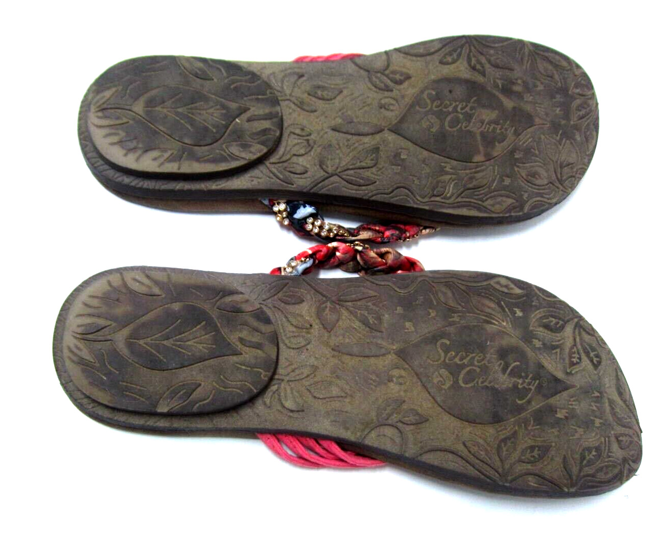Secret Celebrity Womens Strappy Embellished Sandals Comfort Size 9 Rhinestones