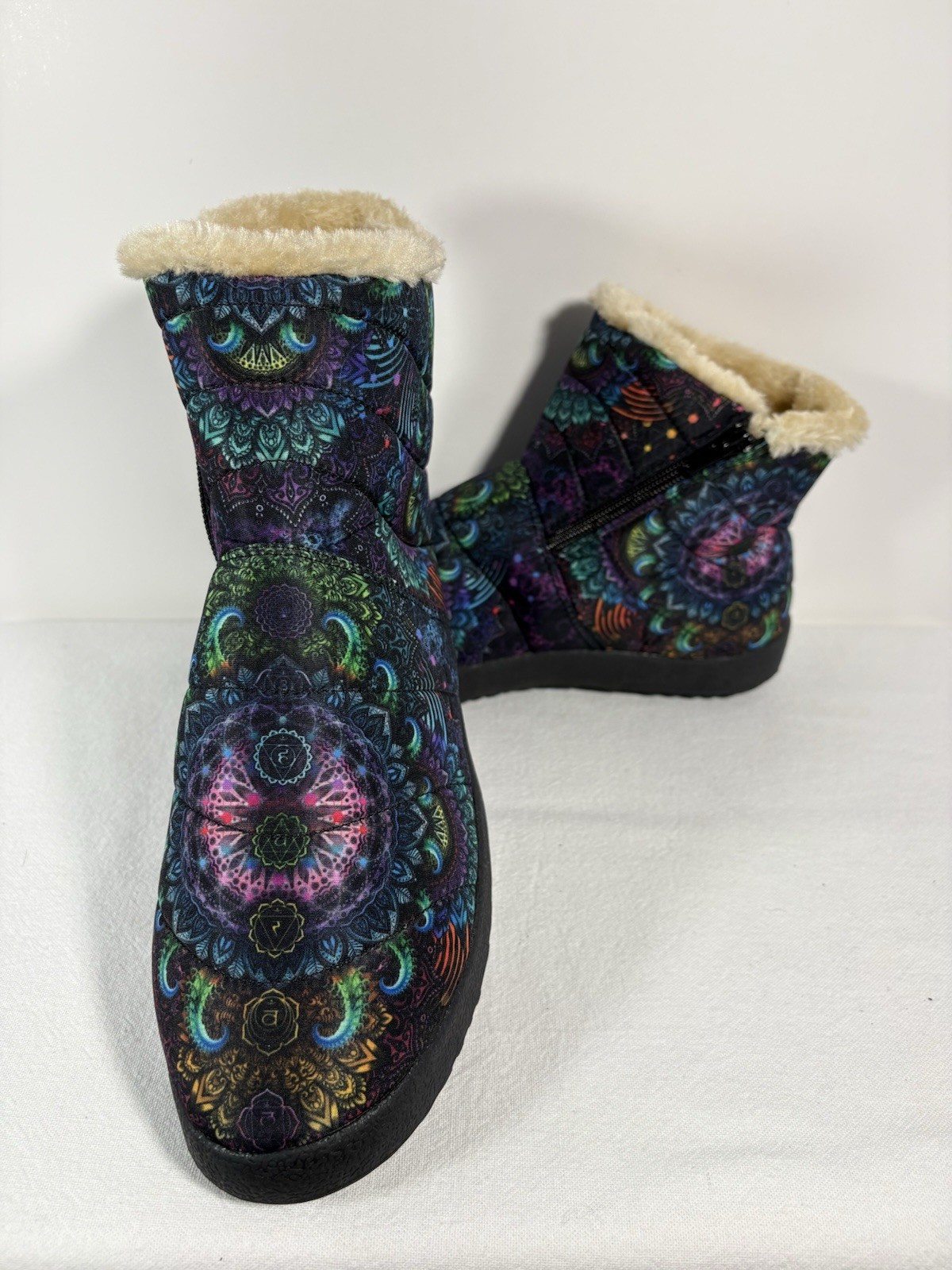 New! Yes We Vibe SUPER CHAKRA Multicolor Vegan Lined Boots Size 9 W