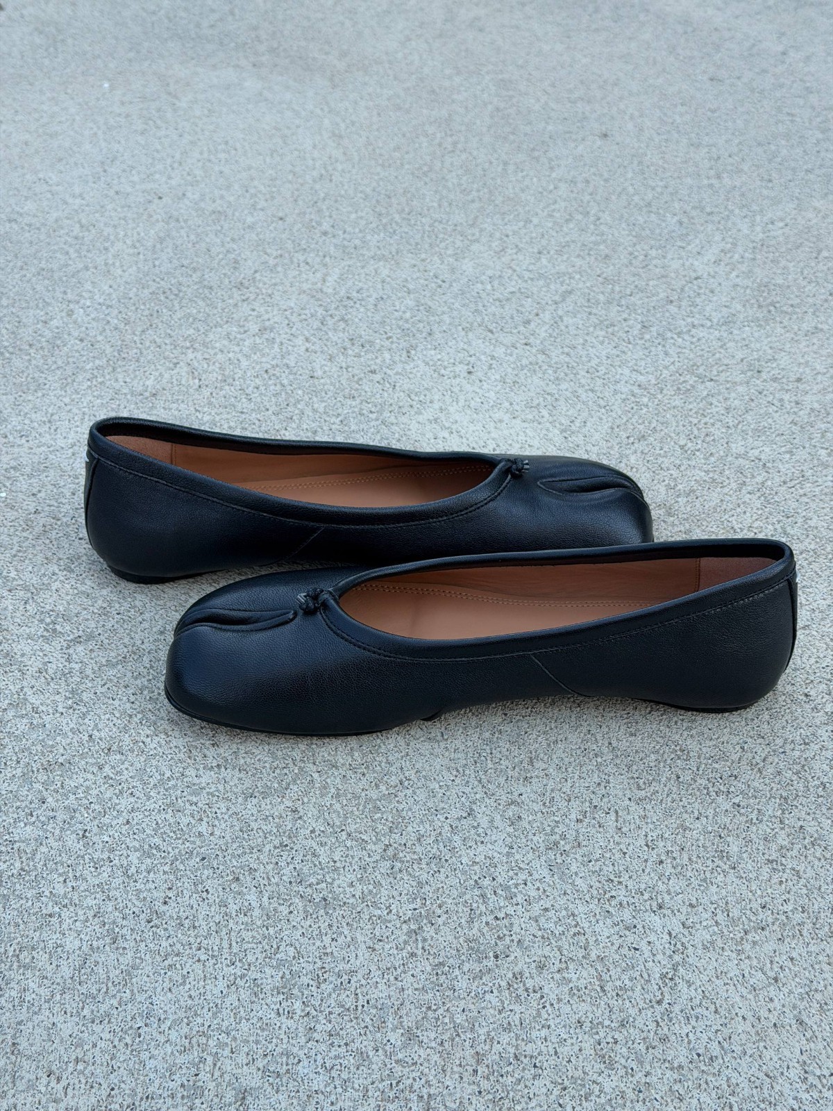 Maison Margiela Tabi Ballerina Flats Black Leather Size 40 EU Authentic