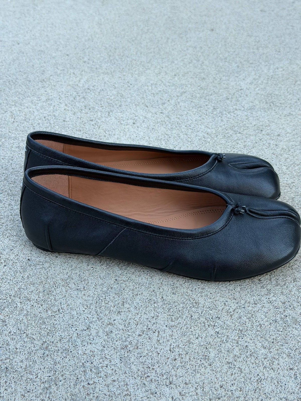 Maison Margiela Tabi Ballerina Flats Black Leather Size 40 EU Authentic