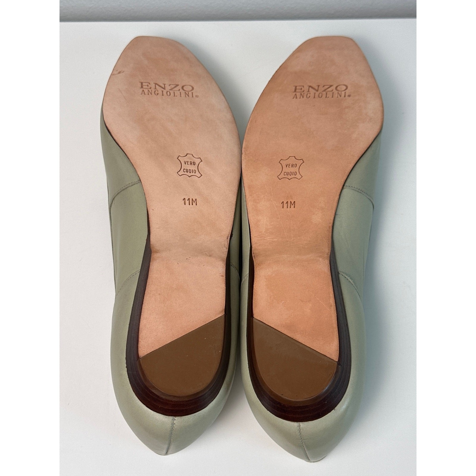 NIB Vtg Enzo Angiolini Liberty Green/Gray Leather Loafers Made in Brazil | 11 M