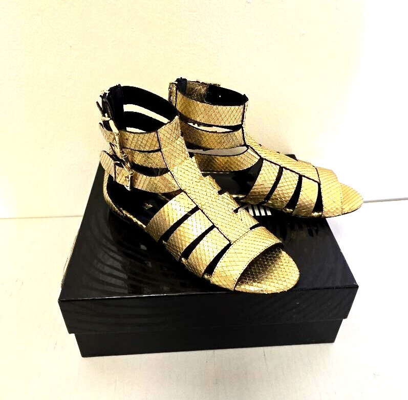 Just Cavalli Python Gold Gladiator Sandal Women’s Size Euro 37 / US 7 NWT