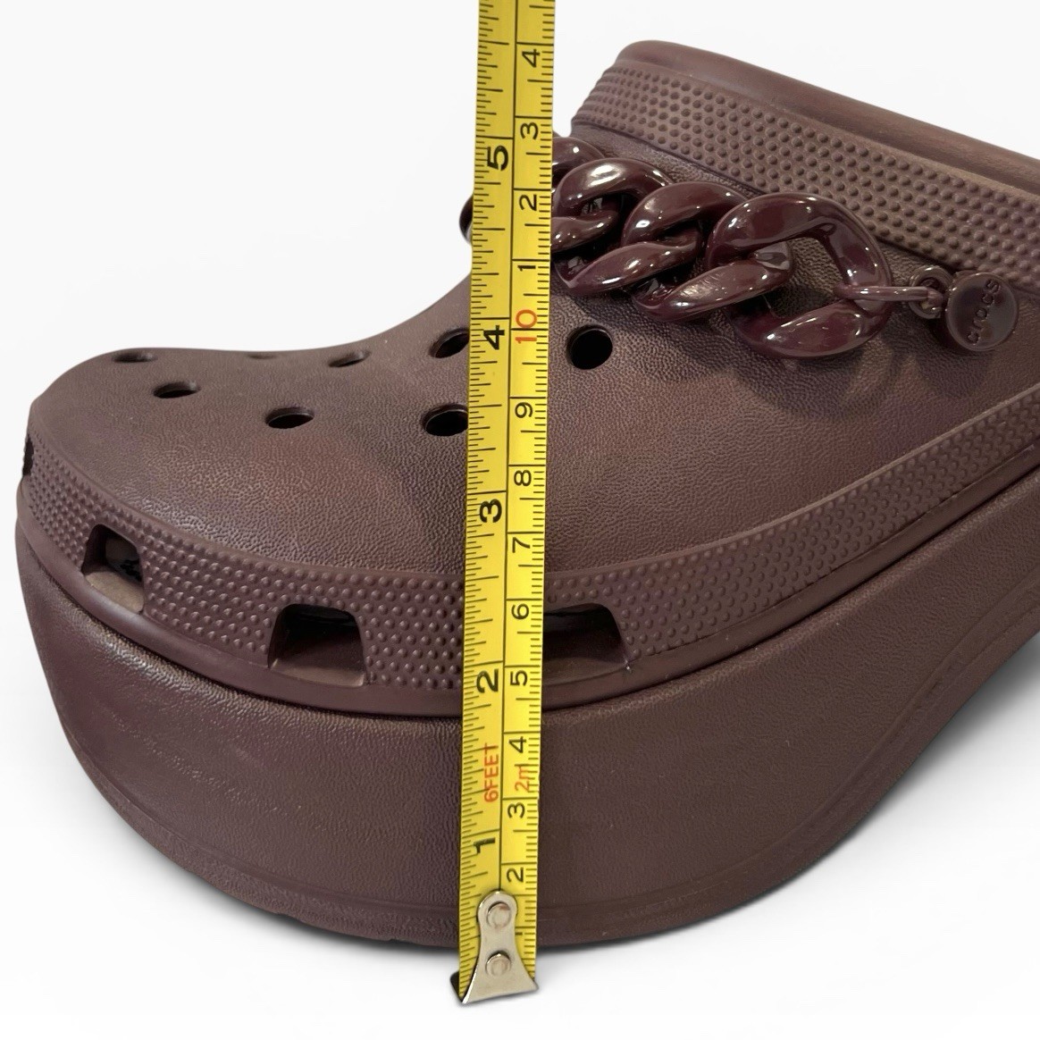 Crocs Siren Chain Platform Clogs Womens 11 Burgundy Chunky Heel Iconic Comfort