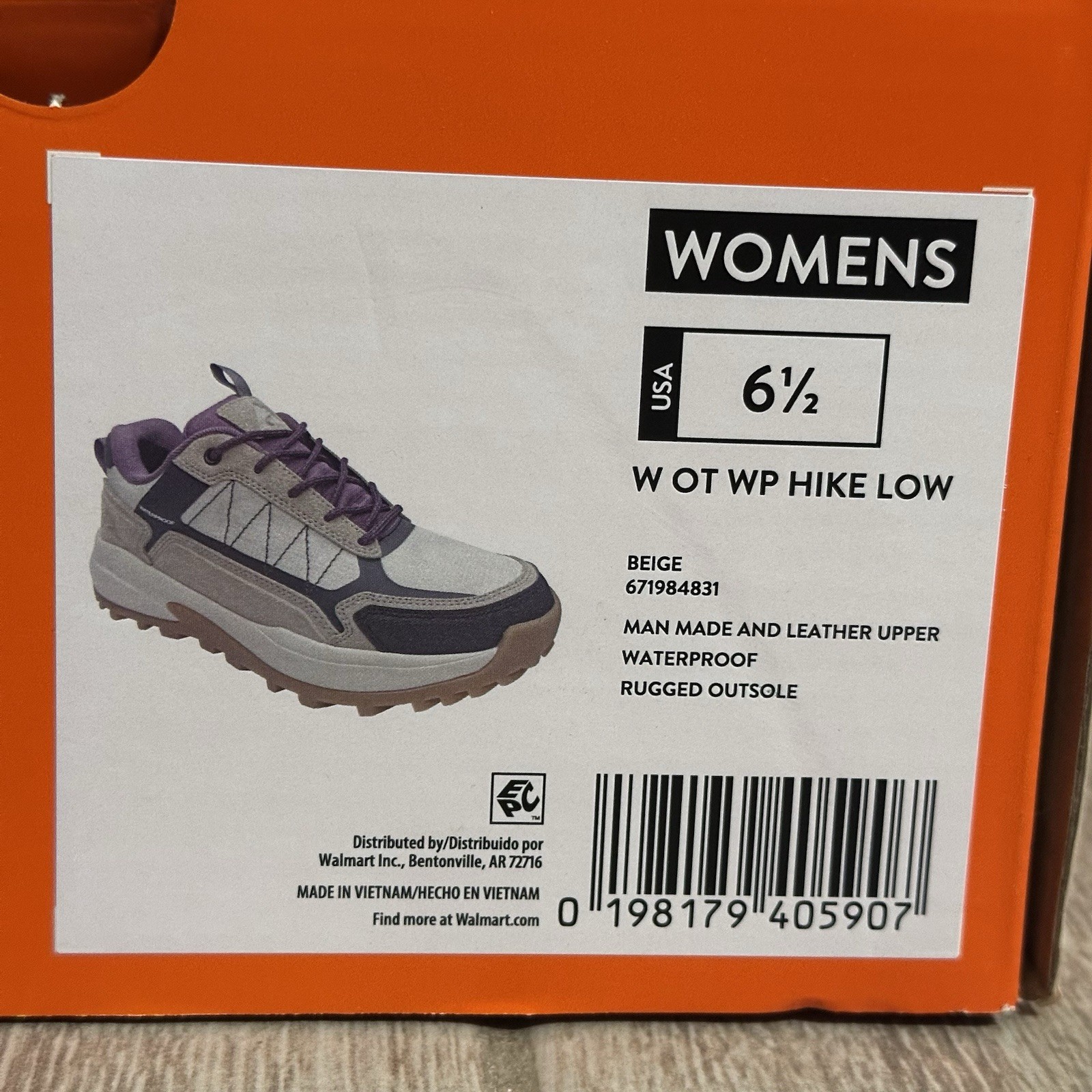 Ozark Trail Waterproof Hiking Sneaker Shoes W OT WP HIKE LOW Beige Size 6 12