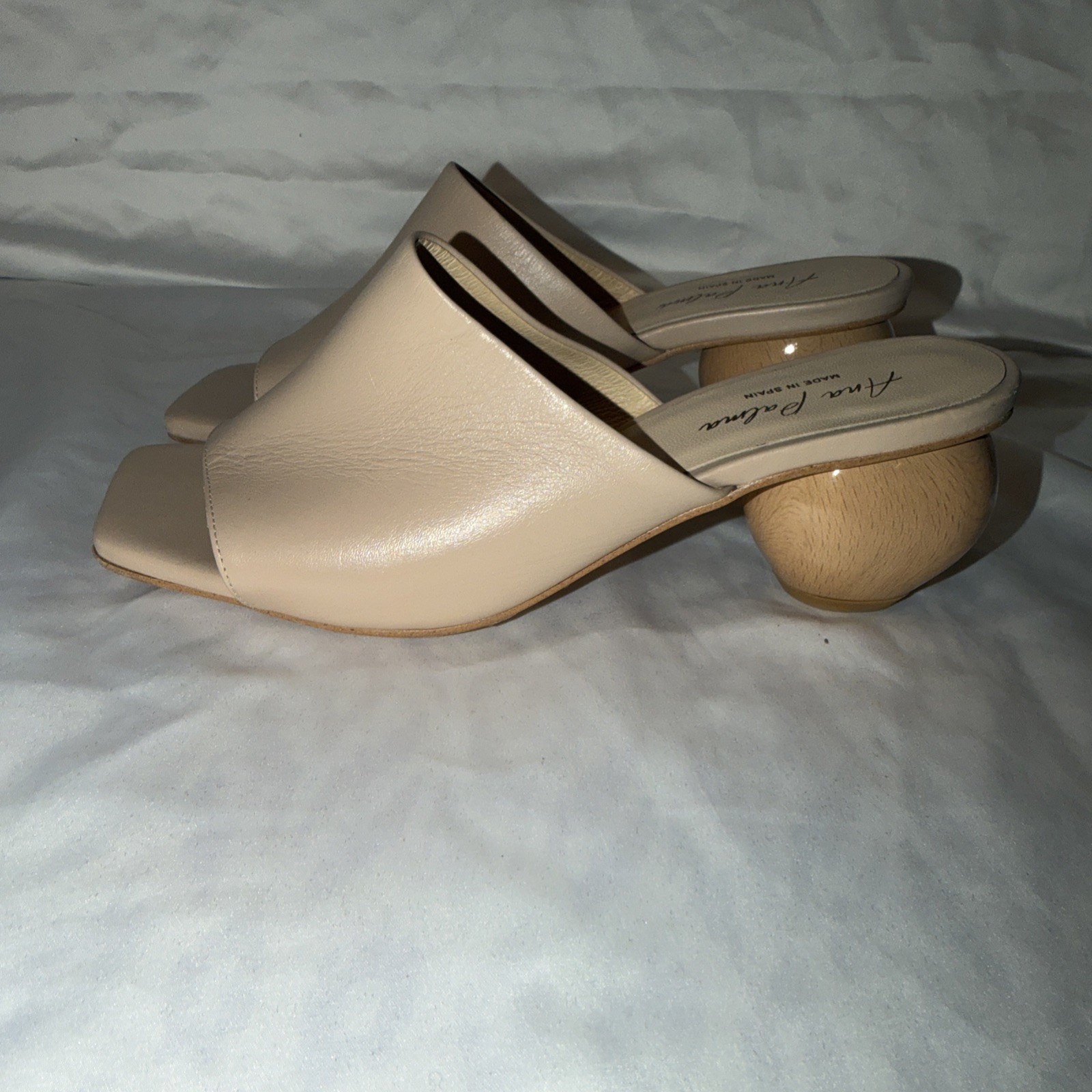 Ana Palma Slip On Mules Nude Leather Size 39